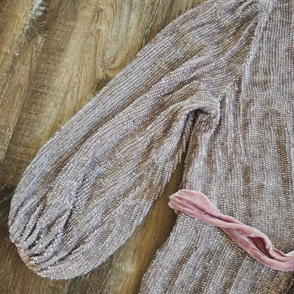 Retrofete Gabrielle Robe Dress in Dusty Lilac Size Small Sequins NWT - Picture 4 of 12